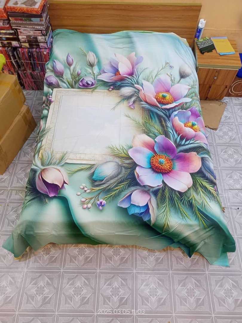 Digital 3D Print Luxury Panel Bed Sheet King Size