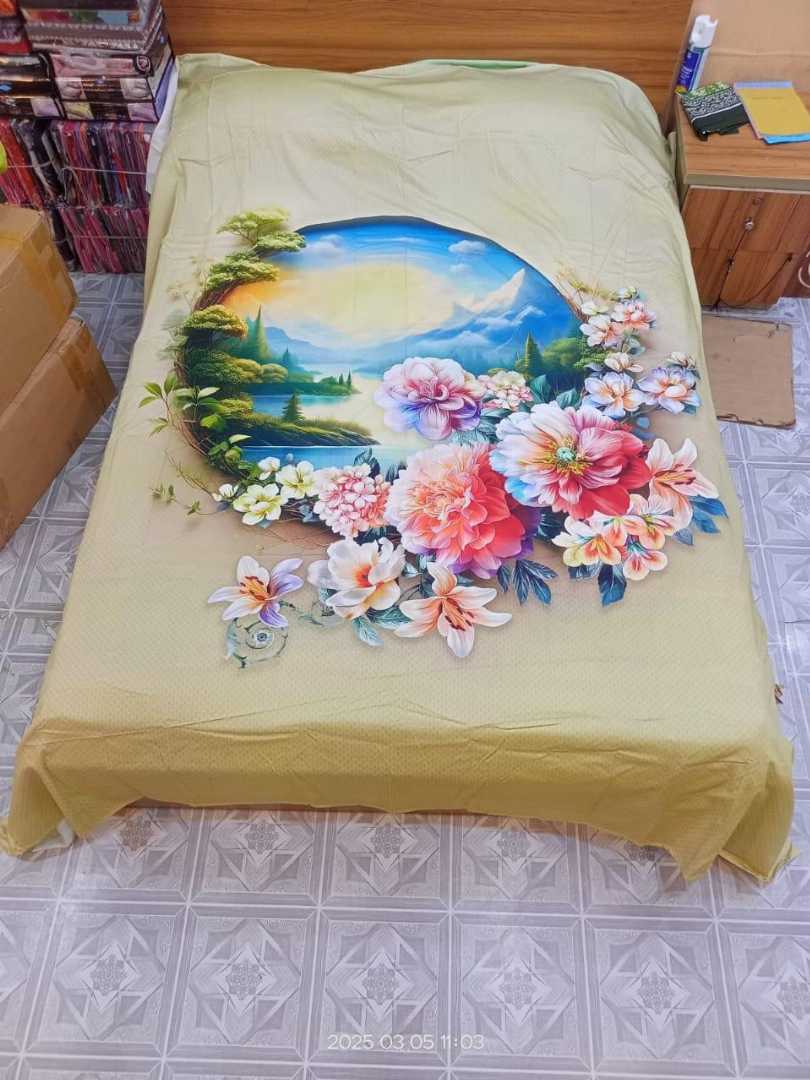 Digital 3D Print Luxury Panel Bed Sheet King Size