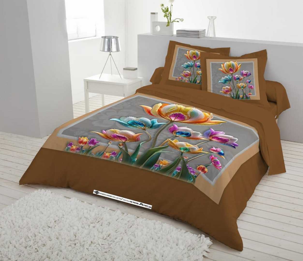 Digital 3D Print Luxury Panel Bed Sheet King Size